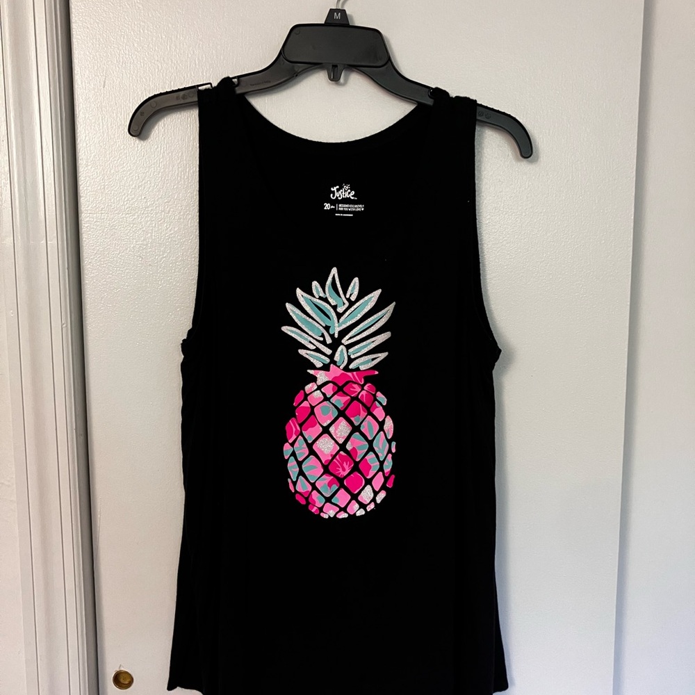 *2 for 1* Used Justice Pineapple and Cat Sleeveless Tank Top